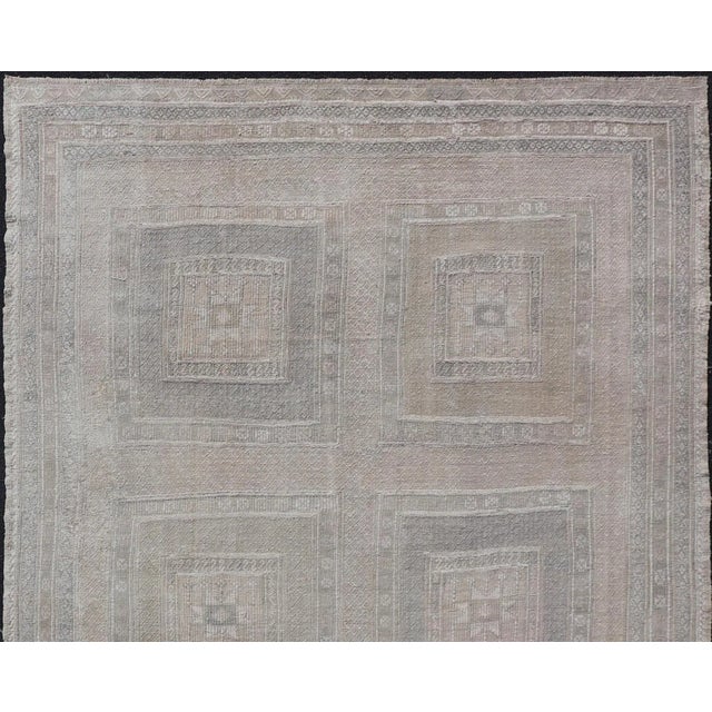 Mid 20th Century Vintage Turkish Embroidered Kilim With Geometric Box Design in Earthy Tones For Sale - Image 4 of 12
