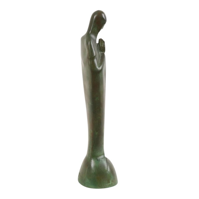 Art Deco Statue of the Virgin Mary in Bronze by Jac Van Vlijmen, 1920s For Sale - Image 16 of 18