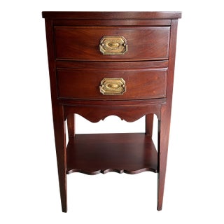 Vintage Continental Furniture Federal Style Solid Mahogany Nightstand With Drawers and Shelf For Sale