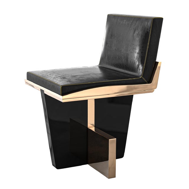 Not Yet Made - Made To Order "Diamante" Chair With Bronze, Stainless Steel and Tailor Made Leather For Sale - Image 5 of 6