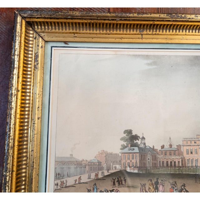 Late 19th Century 19th Century American Lemon Gold Frame With Hand Colored English Print For Sale - Image 5 of 13