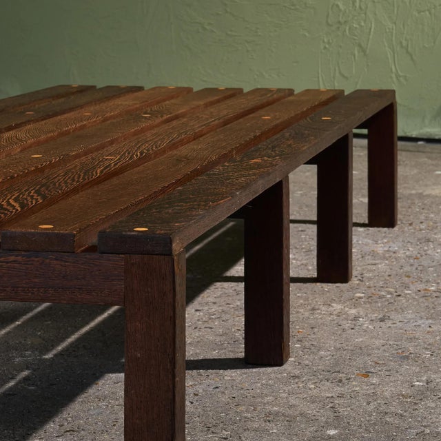Architectural Slatted Bench in Wengé, Netherlands, 1960s For Sale - Image 6 of 11