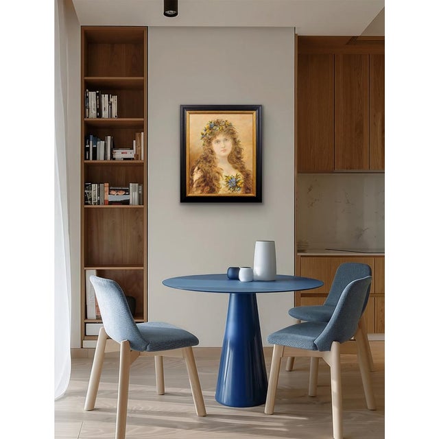 Alice Anne Renshaw, Portrait of a Young Lady with Springtime Flowers in Her Curls, Watercolour & Gouache, 1800s For Sale - Image 18 of 18