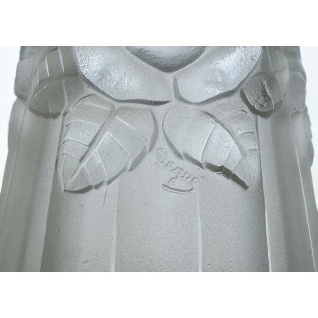 Silver Degue & Vandamme French Art Deco Nickeled Bronze & Frosted Glass Chandelier 1930s For Sale - Image 8 of 13
