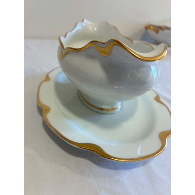 Antique Haviland & Co. Limoges Gold Rim Gravy Boat With Attached Underplate, France For Sale - Image 10 of 12