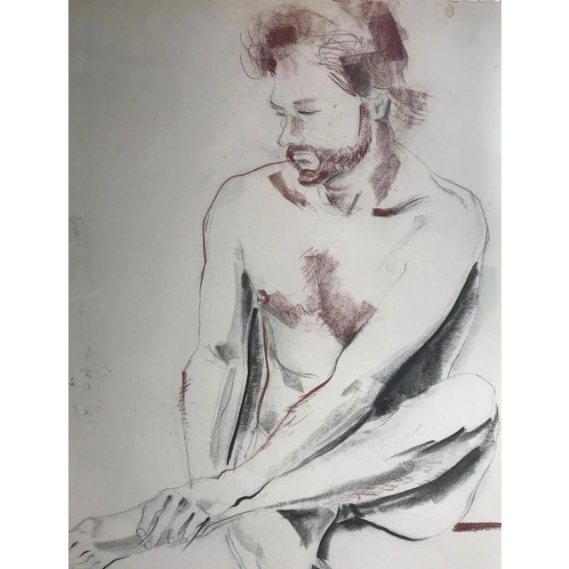 "Large Seated Male Nude" - Modern Pastel Portrait Drawing by Kittie O'Meallie For Sale In New Orleans - Image 6 of 8