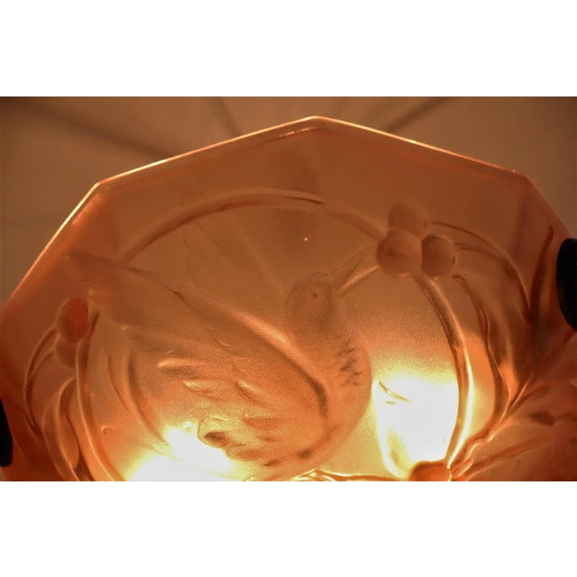 Italian Art Deco Sculptured Glass and Chrome Chandelier in Pink, 1940s For Sale - Image 15 of 18