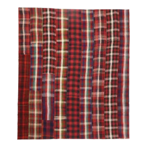 Vintage Kilim Tartan Plaid Rug - 12'11 x 15'02