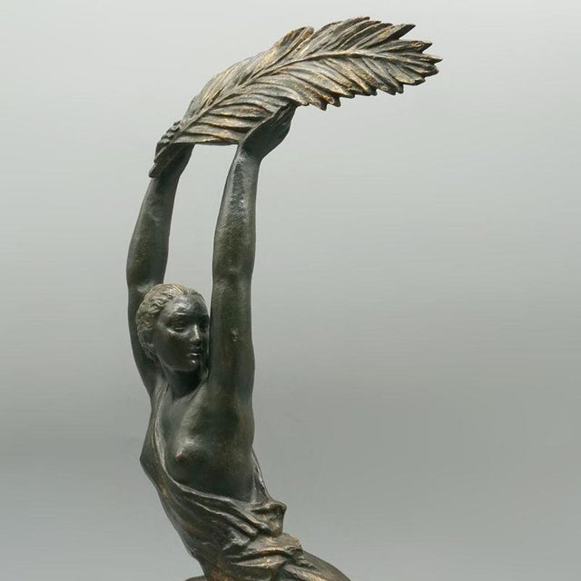 An Art Deco cold painted bronze sculpture by Pierre Le Faguays (1892 - 1962). Set over original limestone base and signed...