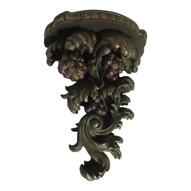 Mid 20th Century Black Forest Faux Rococo Fruit Wall Shelf Bracket For Sale