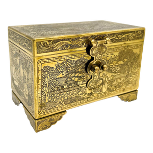 Vintage Chinese Etched Brass Box