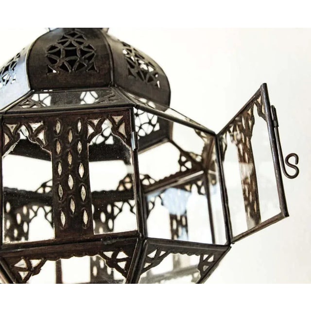 Vintage Handcrafted Granada Moroccan Glass Lantern, Octagonal Shape For Sale - Image 9 of 13