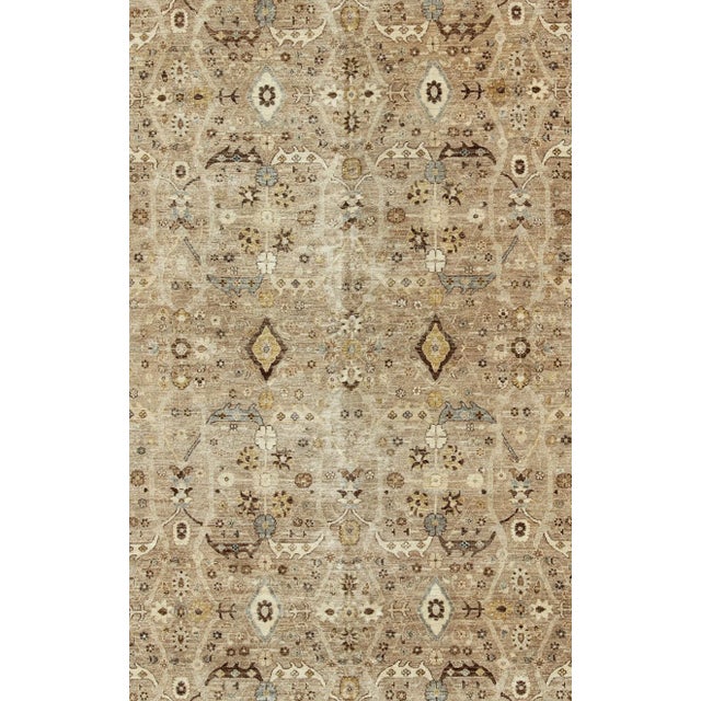 Modern Tabriz Design Rug in Camel Background by Keivan Woven Arts For Sale - Image 4 of 10