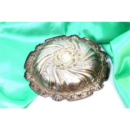 Silver Catchall with Reliefs, Shell Applications and Monogram Card For Sale - Image 3 of 7
