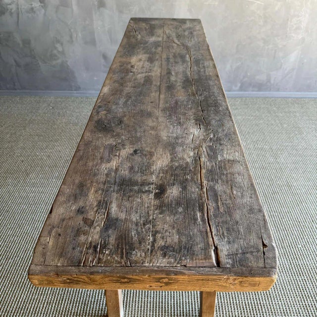 Vintage Elm Wood Console Table 70" For Sale In Los Angeles - Image 6 of 6