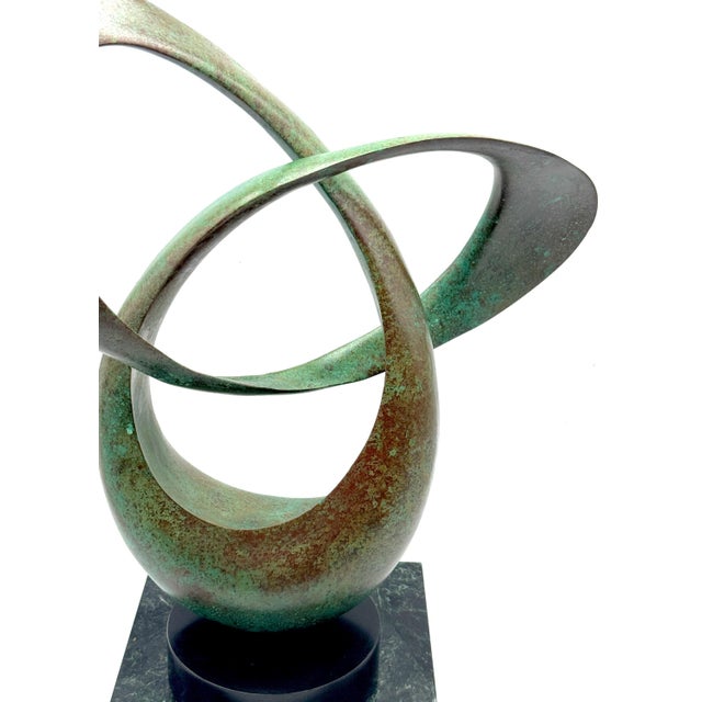 Late 20th Century Bronze Abstract Sculpture with Verdigris Patina, attributed to Richard Erdman (American, b. 1952)...