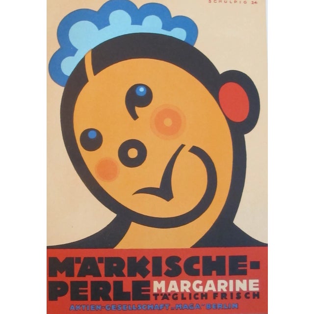 Schulpig Original 1927 Lithographic Mini Poster, Margarine For Sale