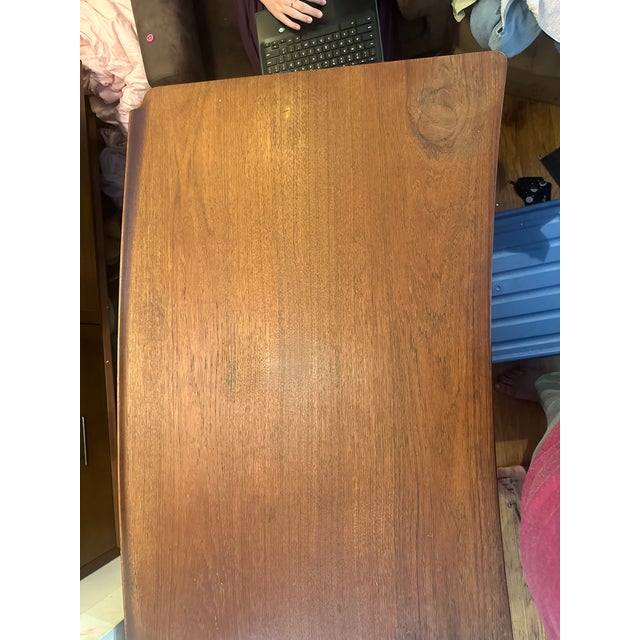 Vintage Danish Teak & Cane Curved Desk Attributed to Svend Madsen For Sale In San Francisco - Image 6 of 6
