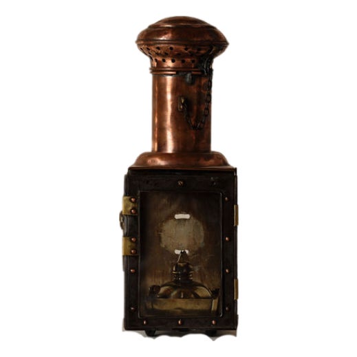 19th Century French Brass & Black Lantern For Sale