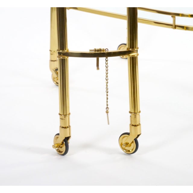 Midcentury Brass and Glass Italian Swing Out Bar Cart For Sale - Image 9 of 12