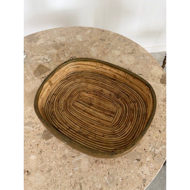 Split Reed Extra Large Italian Tray With Brass Trim, Hand Crafted, Bohemian For Sale - Image 11 of 16