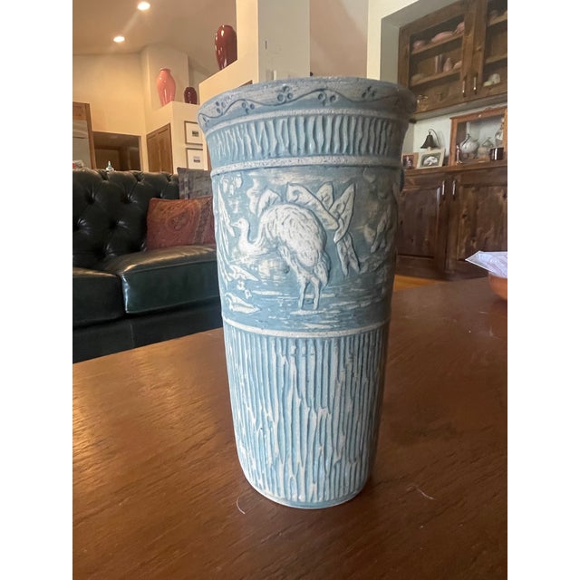 Antique Red Wing brush ware vase. Known as the Crane vase. I believe the name brushware is the technique of brushing a top...