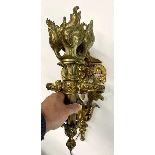 French Masterpiece 19thc French Louis XV Massive Gilt Bronze Gas Converted Wall Sconce Signed by Maison E. Mottheau & Fils Paris. For Sale - Image 3 of 18