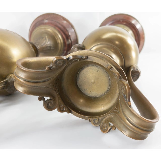 19th Century Neoclassical Bronze and Marble Urns or Candleholders For Sale - Image 11 of 13