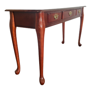 Vintage Queen Anne Mahogany Three Drawer Console Table