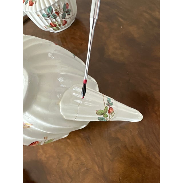 1950s Copeland Spode Strawberry Pattern Tea Pot, Sugar and Creamer Set- 3 Pieces For Sale - Image 16 of 18