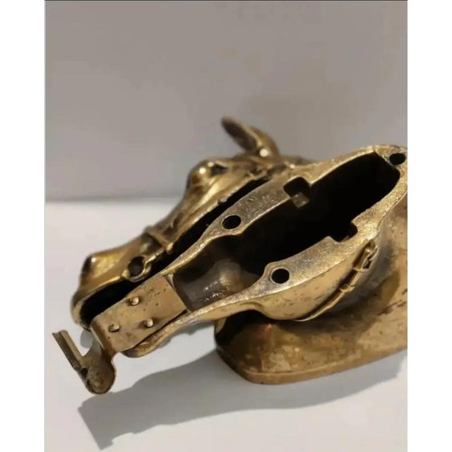 1960s Ted Arnold Ltd. Brass Tone Metal Horse Head Tape Dispenser For Sale - Image 4 of 10