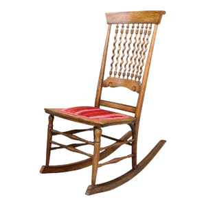 Antique Victorian Quartersawn Oak Barley Twist Rocking Chair