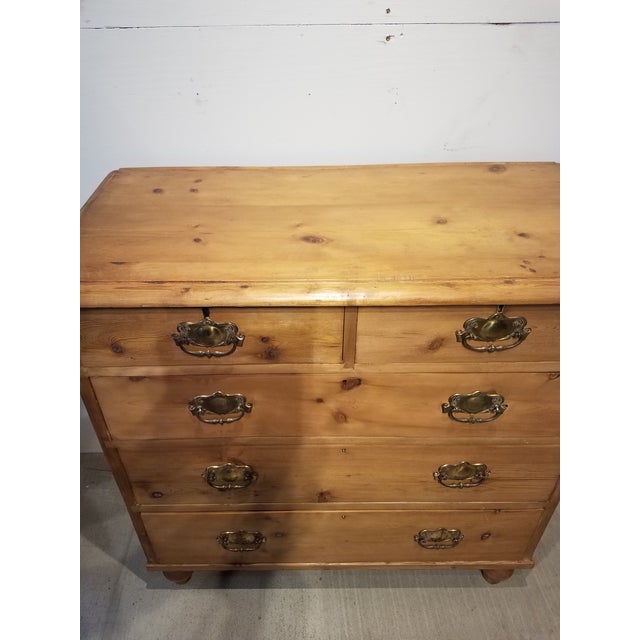 Antique Pine Chest of Drawers With Brass Handles Chairish