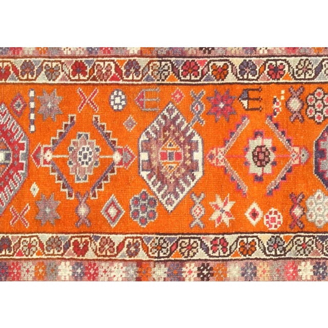 1960s Turkish Oushak Runner. Handwoven with wool on wool foundation in the Oushak region of Western Turkey. The Anatolian...