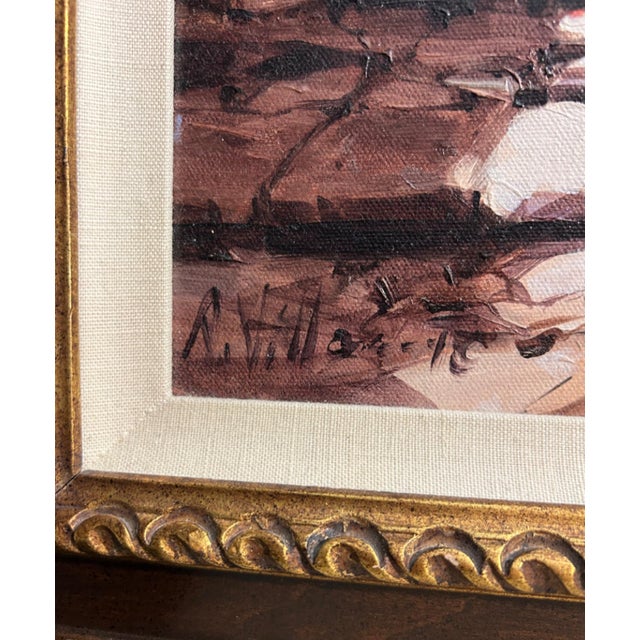 Impressionist Late 20th Century Signed Original Impasto Oil Painting of Mediterranean Courtyard, Clark Art Framed For Sale - Image 3 of 5