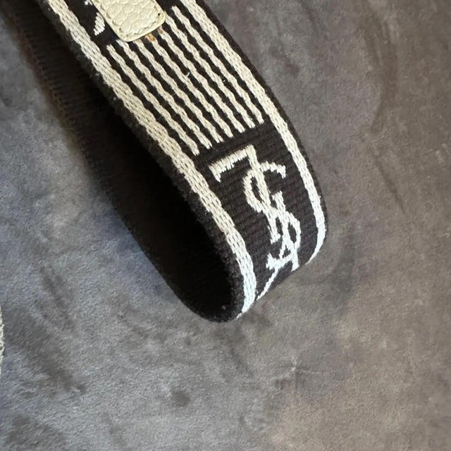 1990s Vintage Fabric and Leather Logo Pouch by Yves Saint Laurent For Sale - Image 9 of 16