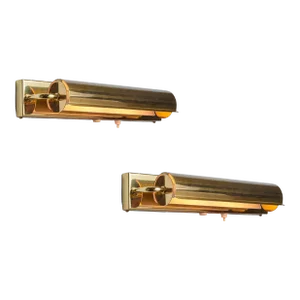Large 1960s Brass Rotating Wall Lamps in the Style of Charlotte Perriand - a Pair