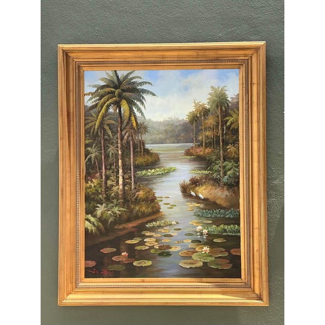 Vintage Monumental Original Everglades Oil Painting on Canvas For Sale - Image 10 of 12