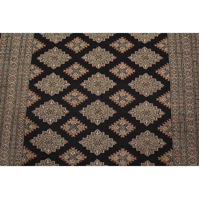 2020s Bokhara Rug 4’2” X 6’1” Black Wool Tribal Hand-Knotted Oriental Carpet For Sale - Image 5 of 11