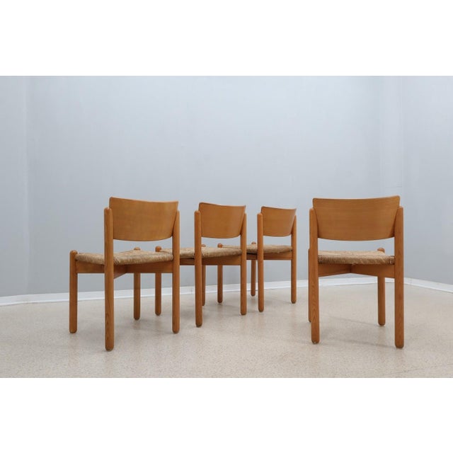 Vintage Rustic Dining Chairs with Straw Seat attributed to Renato Toso, 1970s, Set of 4 For Sale - Image 4 of 16