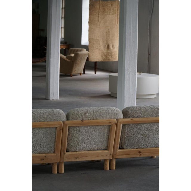 Danish Modern Three-Seater Sofa in Pine and Lambswool, 1980s For Sale - Image 12 of 18