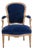 Antique French Louis XVI Style Sapphire Blue Velvet Armchair, Circa 1900 For Sale