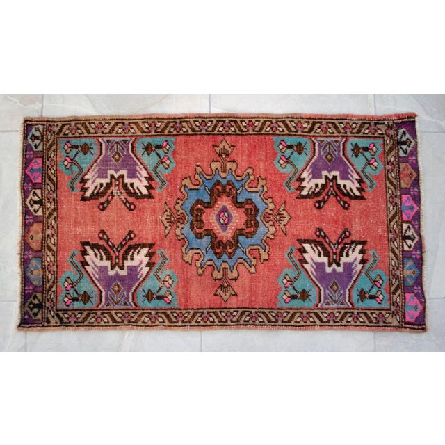 Hand Knotted Door Mat, Entryway Rug, Bath Mat, Kitchen Decor, Small Rug, Turkish Rug - 1′8″ × 3′1″ For Sale - Image 12 of 13