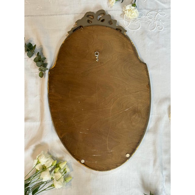 Louis XVI Style Oval Gilded Mirror For Sale - Image 3 of 4