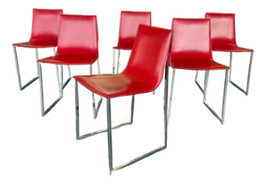 Postmod Italian Leather & Chrome Dining Chairs - 6
