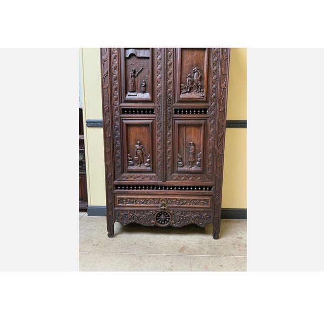 Brown Antique Dreamy Breton China Cabinet, 1880 For Sale - Image 8 of 11