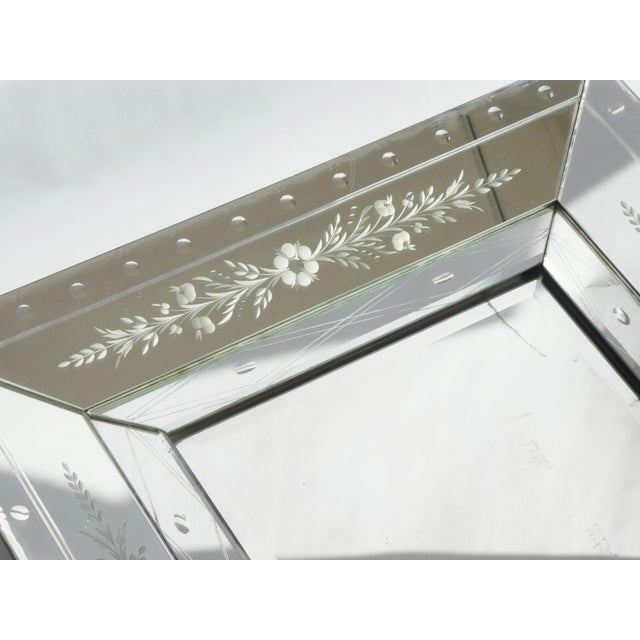 Large Vintage Venetian Rectangular Ornate Wall Mirror with Beveled Glass, Italy, 1920s For Sale - Image 10 of 13