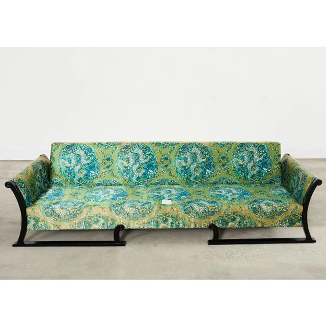 Asparagus Midcentury James Mont Style Lacquered Gondola Dragon Sofa For Sale - Image 8 of 17