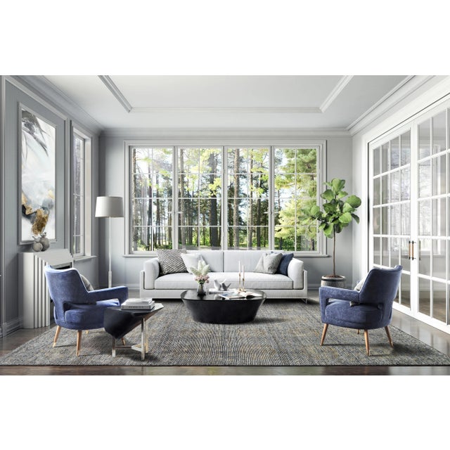 Indian Modern Soumak Style Wool Rug Handmade Gray With Allover Design For Sale - Image 3 of 7