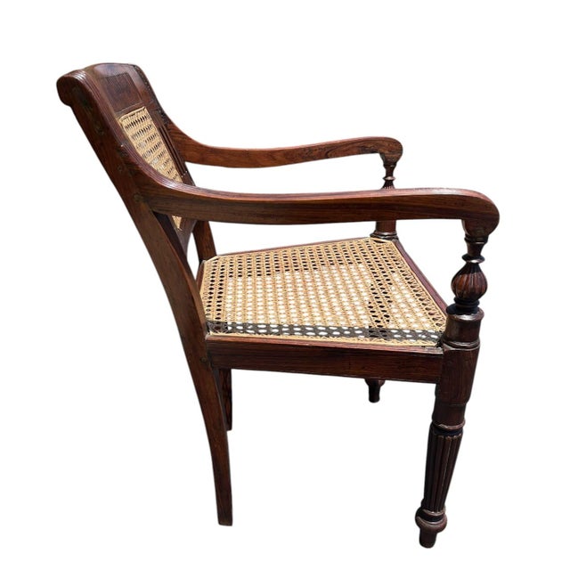 English 19th Century Pair of Anglo Indian Hand Carved Padouk Armchairs For Sale - Image 3 of 15
